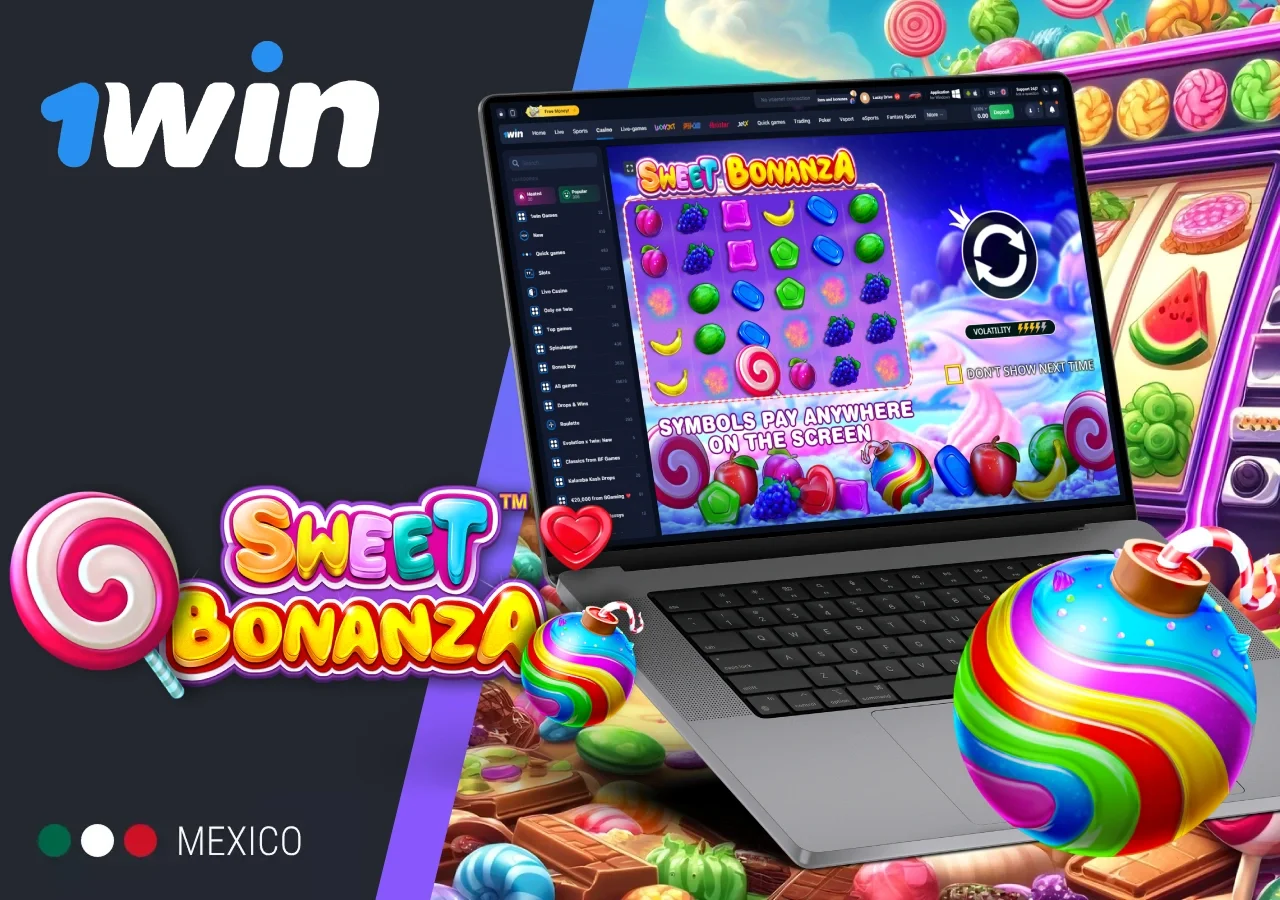 Juego de tragamonedas Sweet Bonanza disponible en el casino 1Win México