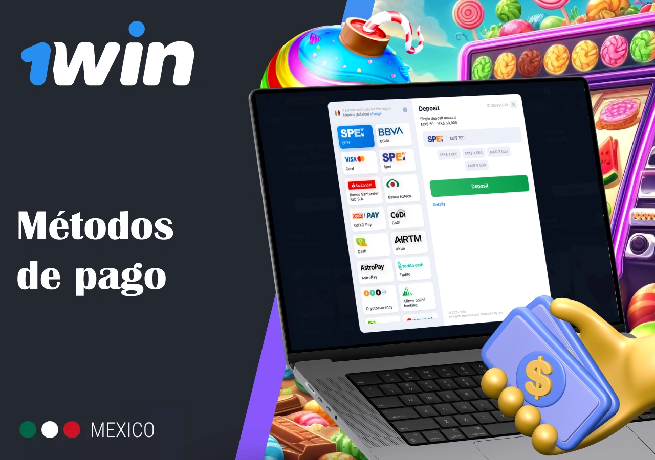 Opciones de depósito y retiro disponibles para jugar en 1Win México