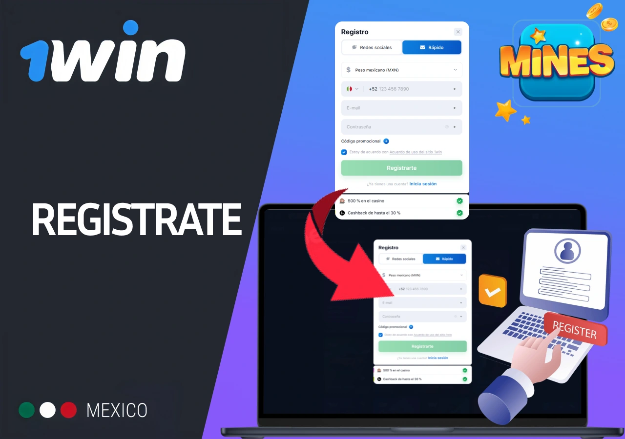 Formulario de registro en para jugar Mines