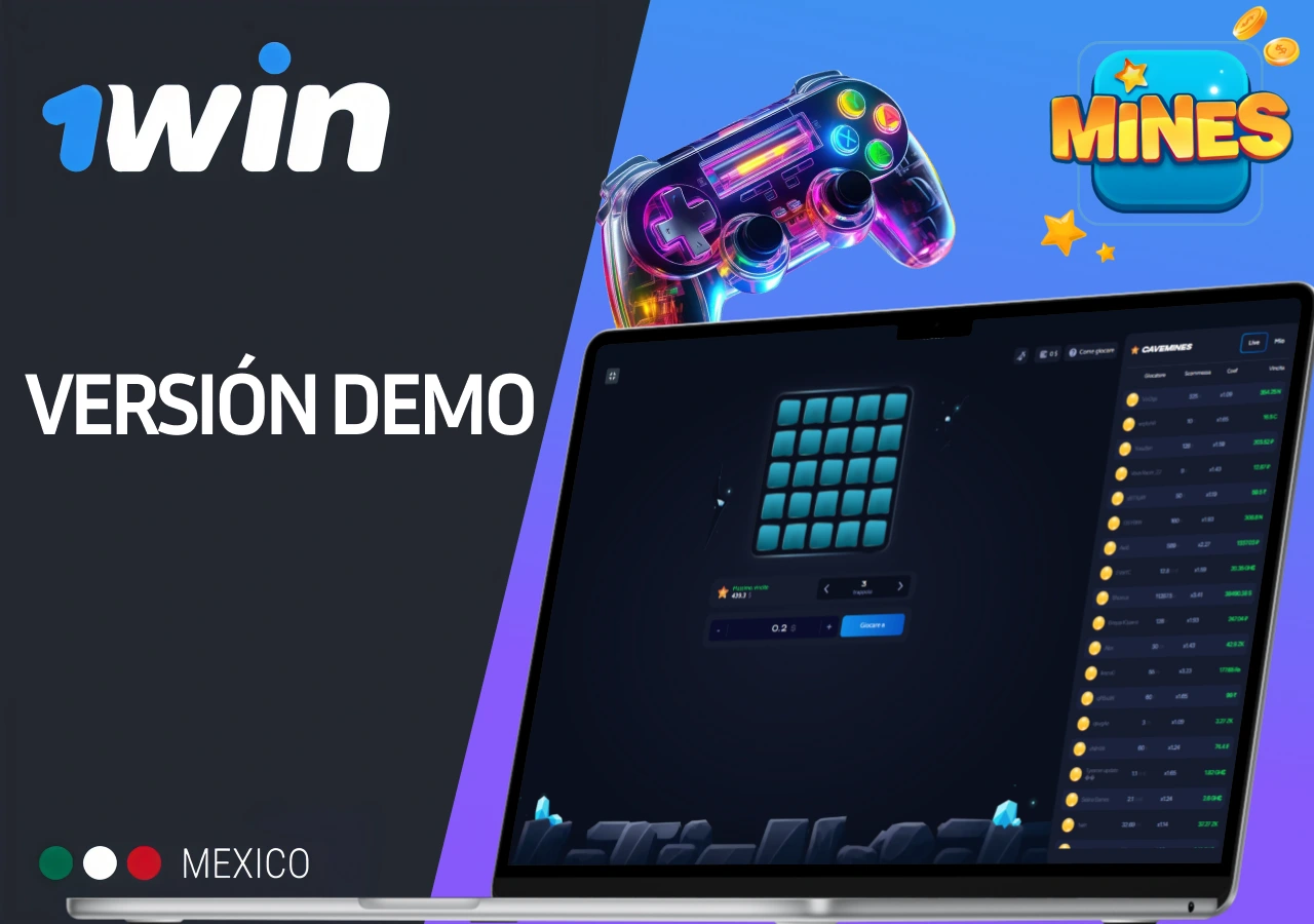 Versión demo del juego Mines en 1win México sin riesgo